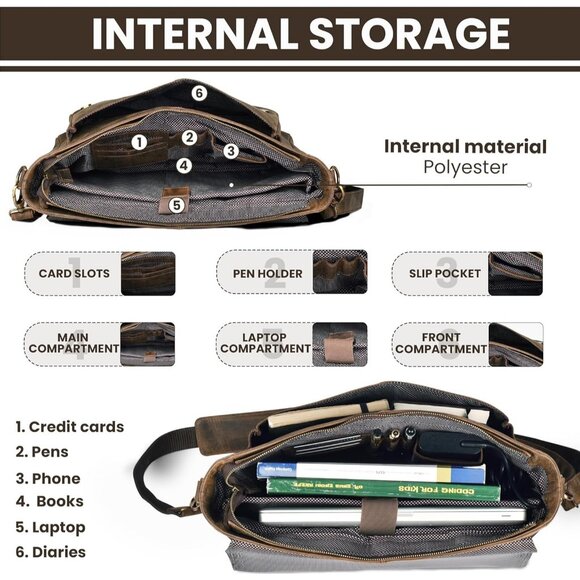 🆕Leather Village Men & Women Brown Vintage Leather Messenger Handmade Bag - Picture 3 of 10